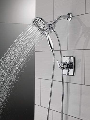 Delta Faucet Ashlyn 17 Series Dual-Function Shower Trim Kit with 2-Spray Touch-Clean In2ition 2-in-1 Hand Held Shower Head with Hose, Chrome T17264-I (Valve Not Included) - color: Chrome