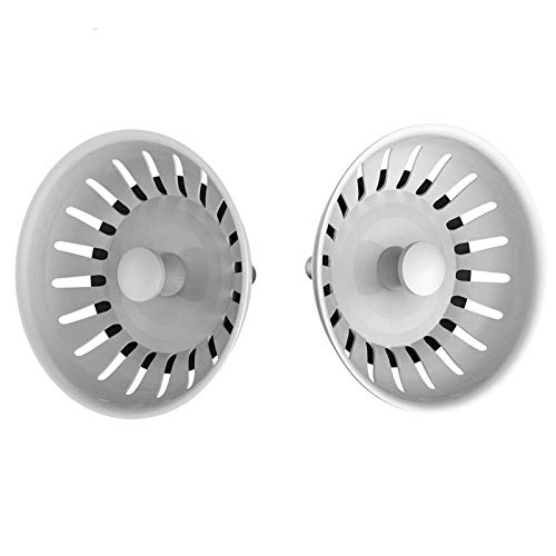KANARY Stainless Steel Sink Strainer with Rubber Stopper (2-Pack, White) - color: White, size: 2-pack