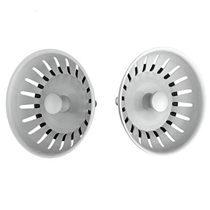 KANARY Stainless Steel Sink Strainer with Rubber Stopper (2-Pack, White) - color: White, size: 2-pack