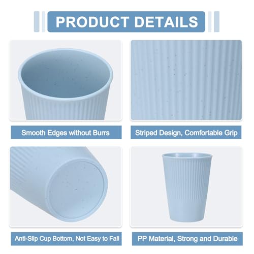 uxcell 4 Pcs Simple Toothbrush Cup, 3.3 x 3.3 x 4.2 Dishwasher Safe Bathroom Tumbler Reusable Plastic Cup Set for Storing Toothpaste Combs, Light Blue - color: Light Blue