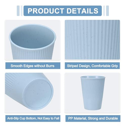 uxcell 4 Pcs Simple Toothbrush Cup, 3.3 x 3.3 x 4.2 Dishwasher Safe Bathroom Tumbler Reusable Plastic Cup Set for Storing Toothpaste Combs, Light Blue - color: Light Blue