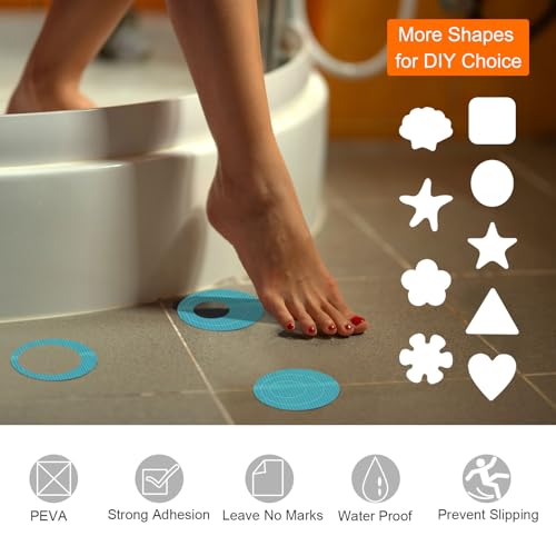 HARFINGTON 24pcs Non Slip Bathtub Stickers Bath Shower Floor 4" Anti-Slip Adhesive Sticker Tape Oval Style Decals with Scraper for Bathroom Kitchen Bathtub Treads Stairs, White - color: White
