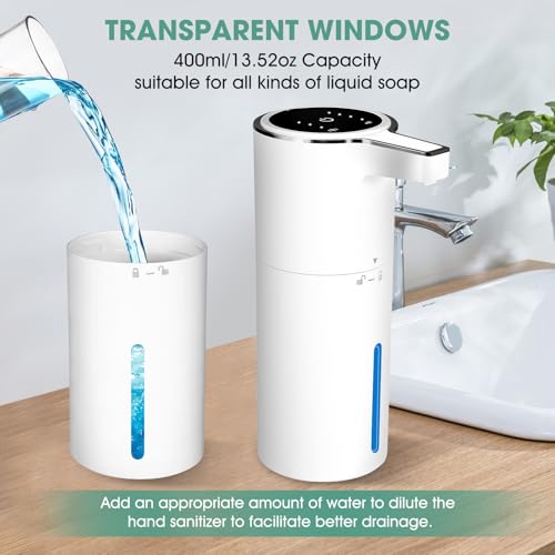 4 Pack Touchless Automatic Liquid Soap Dispenser, 13.5oz Smart Sensor Hand Wash Dispenser, USB Rechargeable & Adjustable for Bathroom Kitchen Sink, White