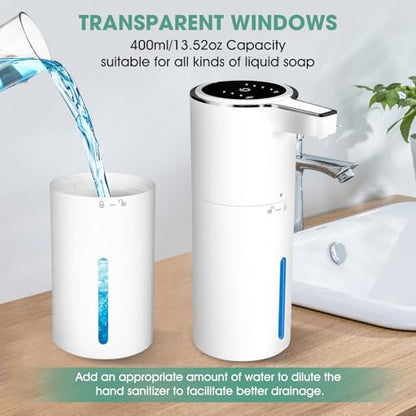 4 Pack Touchless Automatic Liquid Soap Dispenser, 13.5oz Smart Sensor Hand Wash Dispenser, USB Rechargeable & Adjustable for Bathroom Kitchen Sink, White
