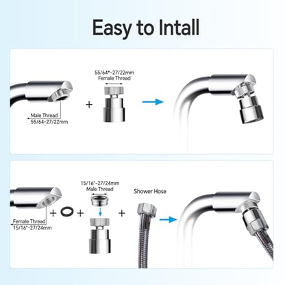 Faucet Aerator For Sink Faucet Adapter Chrome | 360° Swivel Faucet To Hose Adapter with 55/64 inch Female Thread, Included 1/2 inch Male Faucet Adapter