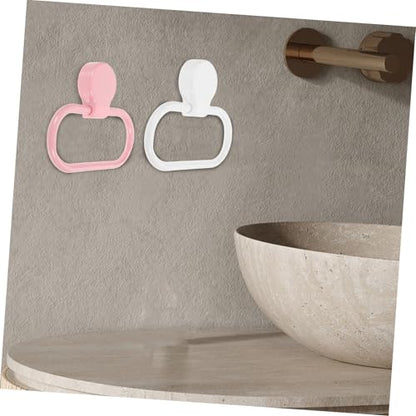Uonlytech 2Pcs Self Adhesive Towel Ring Plastic Towel Holder for Bathroom and Kitchen No Drill Hand Towel Rack Versatile Adhesive Towel Rings for Easy Installation and Sturdy Use