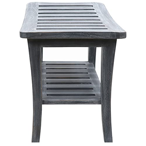 Weathered Genuine Teak Bench - color: Weathered Gray