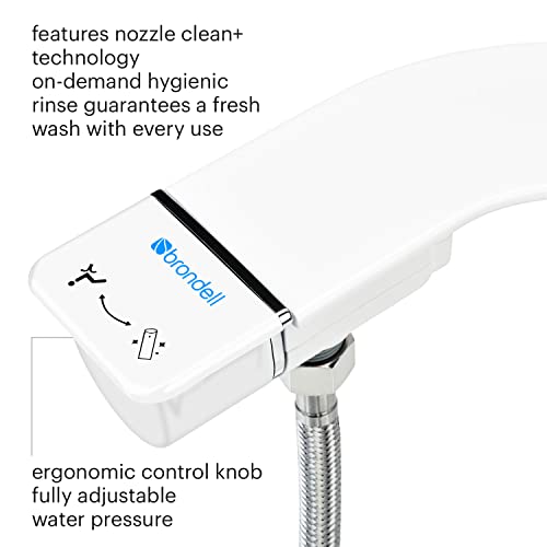 Brondell SS-150W SimpleSpa Thinline Essential Bidet Attachment for Toilet Seats with Adjustable Water Pressure, Side Arm Control, Thin Profile, White (Single Nozzle) - color: White Controls