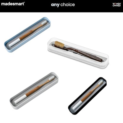 madesmart Drying Stone Toothbrush Tray, Carbon | diatomite, fast drying surface, non slip feet, toothpaste floss, dental items, bathroom counter, woman owned - color: Carbon