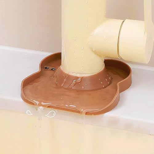 Silicone Faucet Mat for Kitchen Tap Compact Sink Splash Guard Protectors Behind Draining,Brown 2PCS - color: BrownX2