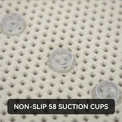 Bathtub Mat Non Slip Ivory 36” X 17” Shower Mat Soft Foam Bath Mats for Bathroom Tub, Bathtub Mat with Drain Holes, Suction Cups, Shower Mat Non Slip - color: Ivory