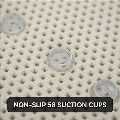 Bathtub Mat Non Slip Ivory 36” X 17” Shower Mat Soft Foam Bath Mats for Bathroom Tub, Bathtub Mat with Drain Holes, Suction Cups, Shower Mat Non Slip - color: Ivory