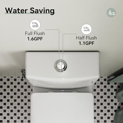 HOROW HR-ST076WD Dual Flush Elongated Toilet with Soft Close Seat, High-Efficiency Supply, Standard Bathroom Toilet 12" Rough-In, White Finish - color: Standard White with Dual Flush, size: 12" rough in