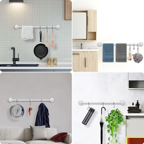 Industrial Pipe Towel Rack Towel Bar, Heavy Duty Wall Mounted Rustic Farmhouse Bath Towel Holder for Bathroom (White, 32 inch) - color: White, size: 32 inch