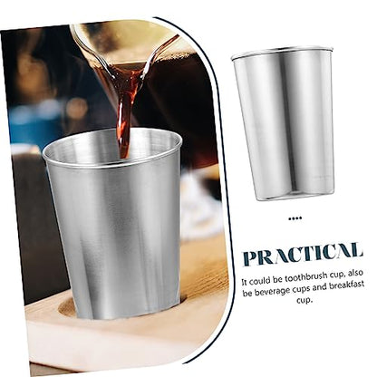 Healifty Stainless Steel Water Cup 180ml Silver Tumbler for Bathroom Sturdy and Versatile Drinking Cup for Home Use or Travel