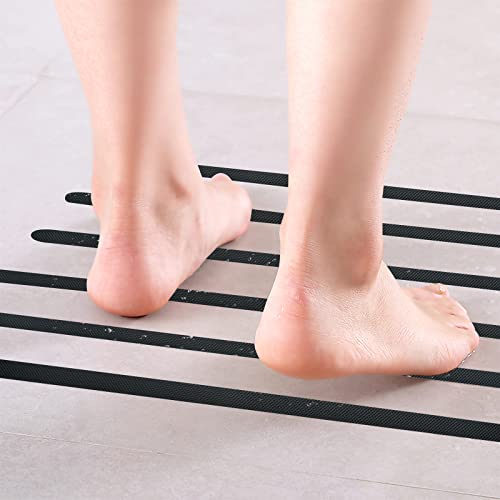 Supkiir Bathtub Non Slip Stickers, 24 PCS Anti Slip Adhesive Shower Treads with Scraper for Bath, Tub, Shower, Pool, Stairs, Ladders, Kitchen, 15’’(Black) - color: Black