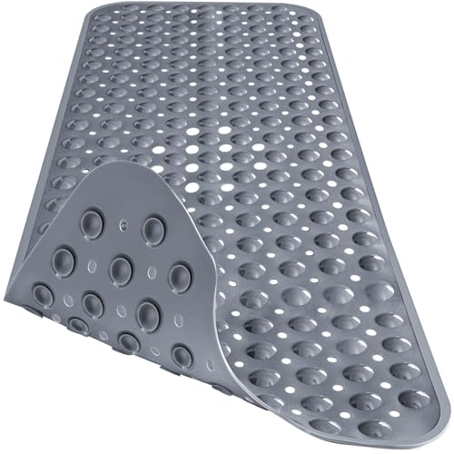 Gray Bathtub Mat and Clear Shower Mat