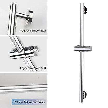 Chrome Shower Slide Bar, Bathroom Shower Slide Bar with Adjustable Handheld Shower Holder, Stainless Steel Slide Slide Bar Wall Mount - color: Chrome