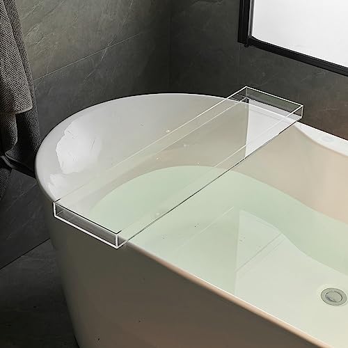 Clear Bathtub Tray AcrylicTub Rack - Bath Tub Shelf for Bathroom to Hold Book, Phone, Candle, Wine & Tablet - Waterproof Caddy Bathroom Accessories, Beelee BA0033 - color: Clear