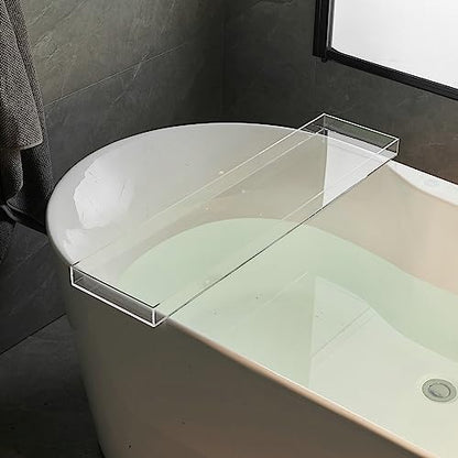 Clear Bathtub Tray AcrylicTub Rack - Bath Tub Shelf for Bathroom to Hold Book, Phone, Candle, Wine & Tablet - Waterproof Caddy Bathroom Accessories, Beelee BA0033 - color: Clear