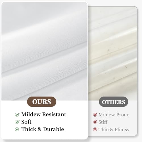White Waterproof Fabric Snap-in Shower Curtain Liner Replacement 70x54 | Machine Washable & Hotel Quality, 1 Pack Detachable Soft Durable Premium Cloth Shower Curtain Liner with 3 Weighted Magnets - size: 70"W x 54"L (Pack of 1)