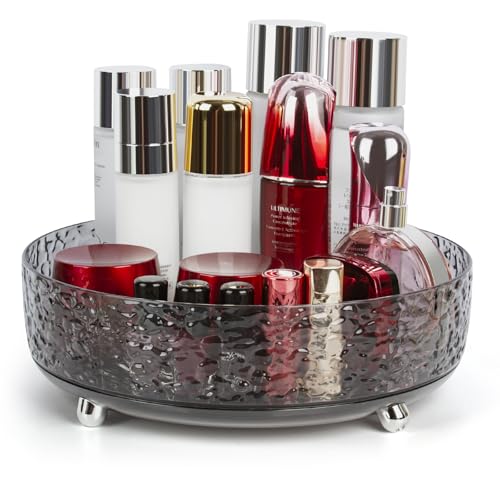 CECOLIC 360° Rotating Makeup Organizer, 11'' Lazy Susan Perfume Organizer Tray, Spinning Skincare Cosmetics Storage Organizer for Vanity, Dresser and Bathroom Countertop (Dark Grey) - color: Dark Grey