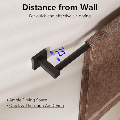 Towel Bar, Towel Racks for Bathroom Wall Mounted, Matte Black | Adjustable 12.7 to 23.2 Inch Single Towel Rod, 304 Stainless Steel Towel Holder, Rustproof, Square Base, Heavy Duty, Modern - color: Matte Black, size: Wall-Mounted