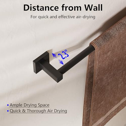 Towel Bar, Towel Racks for Bathroom Wall Mounted, Matte Black | Adjustable 12.7 to 23.2 Inch Single Towel Rod, 304 Stainless Steel Towel Holder, Rustproof, Square Base, Heavy Duty, Modern - color: Matte Black, size: Wall-Mounted
