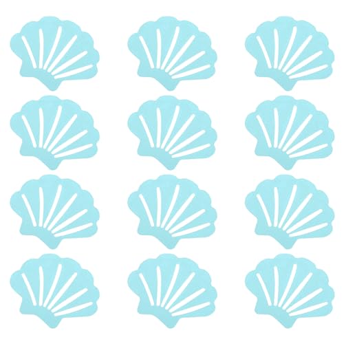PATIKIL 12 Pcs Non Slip Bathtub Stickers, Anti Slip Shower Stickers Bathroom Shower Floor Decals Sea Shell Shape Cute Treads Tubs, Blue - color: Blue