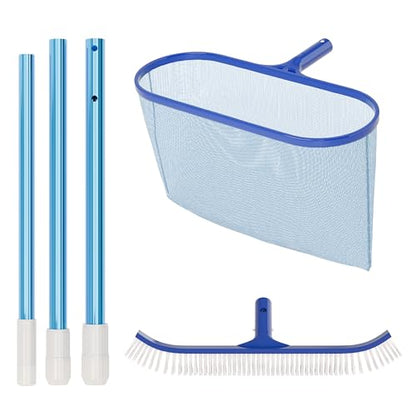 VINGLI 3-in-1 Pool Cleaning Kit for Inground&Above Ground Swimming Pools | Pool Maintenance Tools, Pools Maintenance Equipment with Pool Net, Pool Brush and 5 FT Telescopic Pole - size: Style 4 : 3 in 1