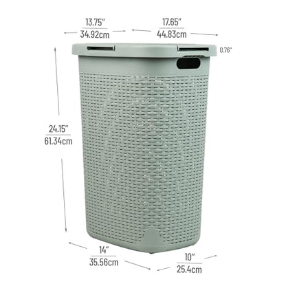 Mind Reader Slim Laundry Hamper with Lid, 60L Tall Clothes Basket, Narrow Tapered Design for Bathrooms, Closets and Laundry Rooms, Plastic, Mint - color: Mint, size: 1 Piece