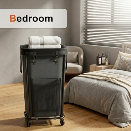 Homedepal 160L Rolling Laundry Basket with Wheels & Removable Bag - Easy‑Move Hamper for Bathroom and Laundry Room (160L Black) - color: 160L Black