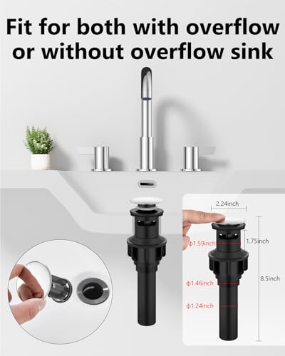 Polish Chrome Bathroom Faucet 3 Hole, 8 Inch Widespread 2-Handle | SUS304 Stainless Steel, 2-Handle Control, Pop-Up Drain, Supply Lines and Mounting Hardware for 8-Inch Widespread Vanity Sinks - color: Polish Chrome