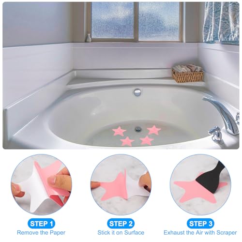 PATIKIL Bathtub Non Slip Stickers 4.13x4.13 Inch, 6 Pack Star Safety Shower Floor Anti Slip Stickers with Adhesive Decals Scraper for Bath Tub Shower Floor Stair, Clear - color: Clear