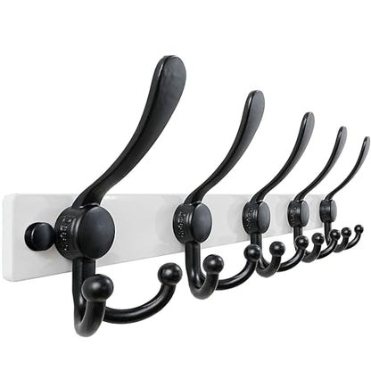 Coat Rack Wall Mount, Heavy Duty 12-Gauge Base vs Flimsy 1mm, Double-Thick Solid Anti-Snap Hooks, 16” Stud-Mount, Stainless Steel Hanger for Clothes Hat Entryway Closet Mudroom, White & Black - color: White/Black, size: L=17" (1pcs)