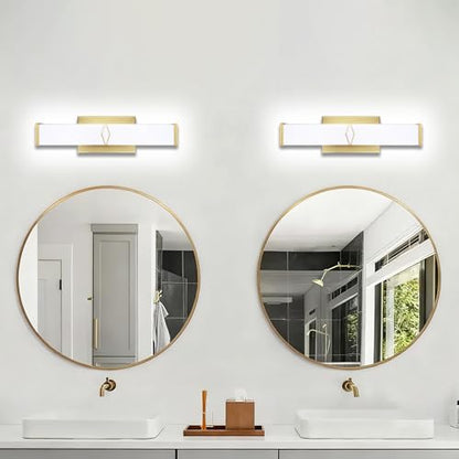 16 Inch Bathroom Vanity Light 2000LM, 5700K Daylight White Modern Bathroom Light Dimmable, AC 120V 20W Gold LED Vanity Lighting Fixtures Wall Sconce ETL Certified, 2Pack - color: Gold-5700K, size: 16 INCH(2 Pack)