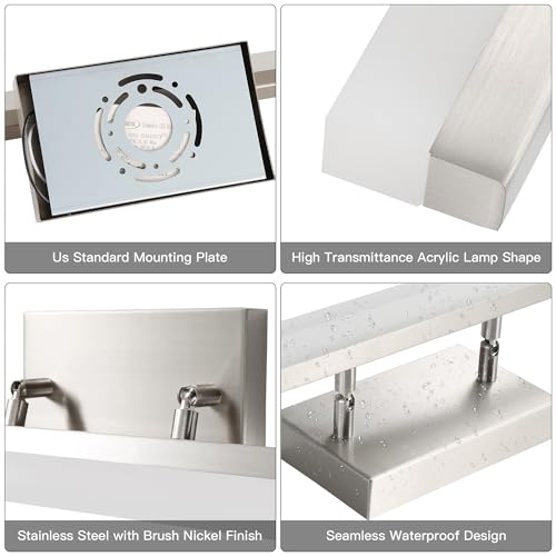 48 inch Bathroom Vanity Light, LED Modern Bathroom Light Fixtures Over Mirror, Dimmable 46W 5000K Cool White Vanity Lighting Fixture, Brushed Nickel Adjustable Vanity Light Bar-UL Certified - color: Cool White 5000K, size: 48 inch