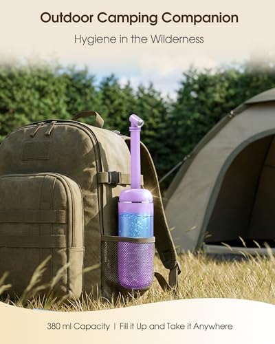 Portable Bidet for Travel & Camping - Manual Squeeze Peri Bottle Handheld | 3 Leak-Proof Seals | BPA-Free | Feminine Hygiene Care Postpartum | Extendable Sprayer with Nozzle for Men&Women-Light Purple - color: Light Purple