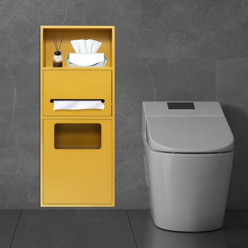 Recessed Toilet Paper Holder, Stainless Steel Shower Nich, Waterproof Bathroom Niche, Built-in Hidden Trash Can Tilt Out Trash Bin Cabinet for Kitchen Living Room Bedroom Hotel Residential (Gold) - color: Gold