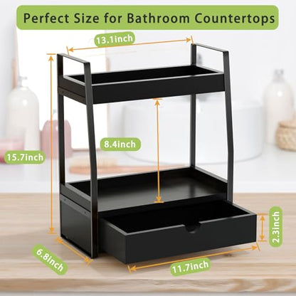 Boulphia 2-Tier Bathroom Organizer Countertop, Bathroom Sink Organizer Countertop, Vanity, Counter Shelf, Black - color: Black