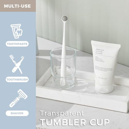 Aomasi Glass Toothbrush Cup for Bathroom Sink, Transparent Mouthwash Holder | Thickened Substantial Glass, Bathroom Tumbler Cup for Daily Drinking Water, Easy to Clean, Toothbrush Holder Replacement - color: Transparent
