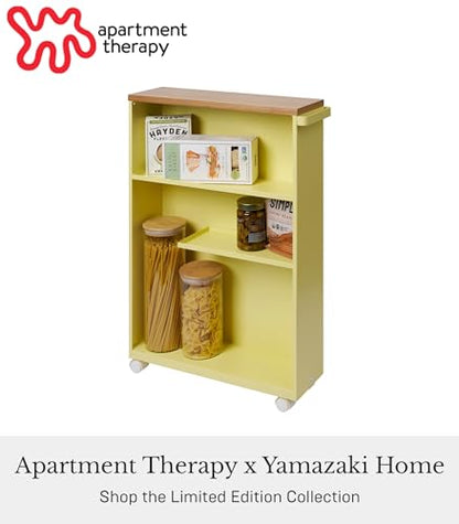 YAMAZAKI Home Bathroom Cart, Rolling Slim Utility Storage with Handle, Yellow - color: Yellow