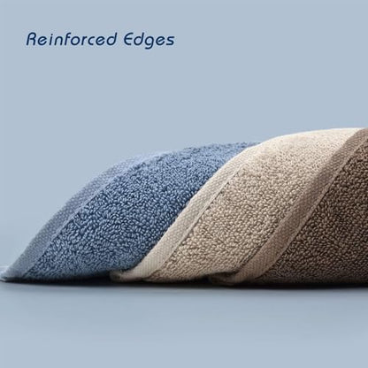 Cleanbear Cotton Washcloths Bath Wash Cloth Set 13” x 13”, 6-Pack 3 Colors | Large Bathroom Wash Cloths for Showering, Soft Enough and Absorbent Face Cloths