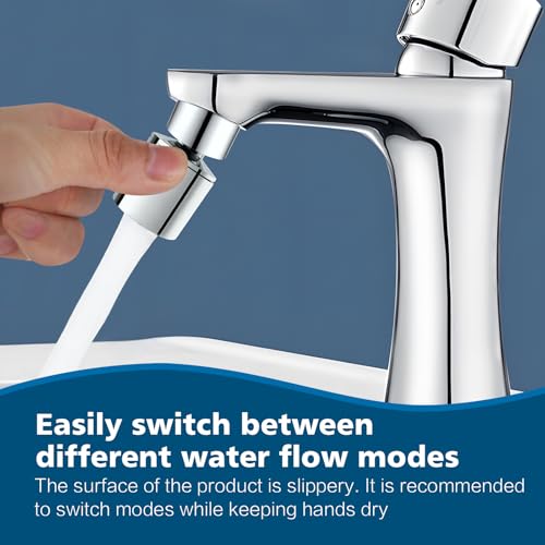 Swivel faucet aerator, 360° Swivel Kitchen Faucet Aerator, Dual-function 2-Flow Sprayer Faucet Head Replacement Kitchen Sink Faucet 55/64 inch Female Thread Faucet Extender (Chrome-1) - color: Chrome-1