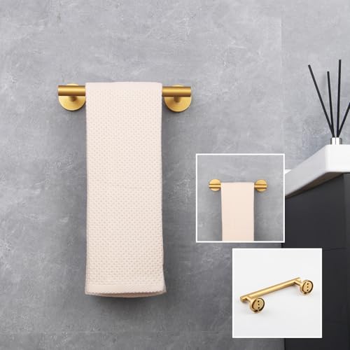 GERZWY 9-Inch Bathroom Towel Bar Gold Stainless Steel Bath Hand Towel Holder Modern Round Style Wall Mount AG1101C23-BE - color: Gold, size: 9 Inch (Pack of 1)