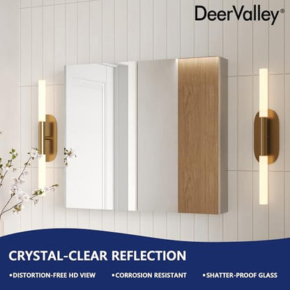 DeerValley 26'' x 30'' Medicine Cabinet with Mirror, Bathroom Mirror with Storage, Surface Frameless Modern Wall Mount Mirrored Medicine Cabinets with Adjustable Shelf DV-1MC0363 - size: 26" x 30"