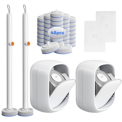 Disposable Toilet Cleaning System - Toilet Brush Kit with 36 High-Performance Refills, Wall Mounted Toilet Brush and Holder for Deep Cleaning Bathroom (2 Toilet Brush+48 Refills)