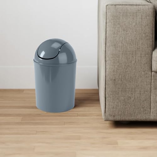 Umbra 1.25 Gallon Mini Waste Can with Removable Swing-Top Lid - Small Garbage Bin for Kitchen, Bathroom, Bedroom, Office - Compact Trash Can Fit Under Tables & Counters - Slate Blue - color: Slate Blue