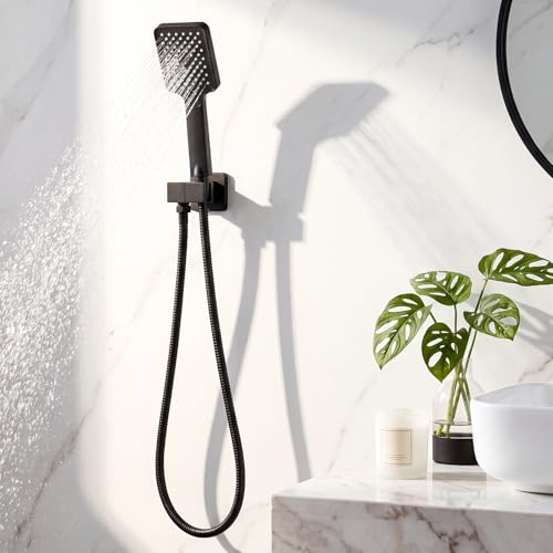 Shower Head Holder, Brass Handheld Showerhead Holder Bathroom Fixtures Wall Mounted Supply Elbow with Adjustable Shower Wand Bracket(Matte Black) - color: Matte Black