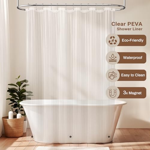 BTTN 3 in 1 Shower Curtain with Liner, Tan Boho Linen Striped Cloth Shower Curtain Set with Plastic Hook, Farmhouse Bohemian French Country Waterproof Fabric Shower Curtain for Bathroom, Taupe, 72x72 - color: Taupe With Liner, size: 72"W x 72"L (Pack of 1
